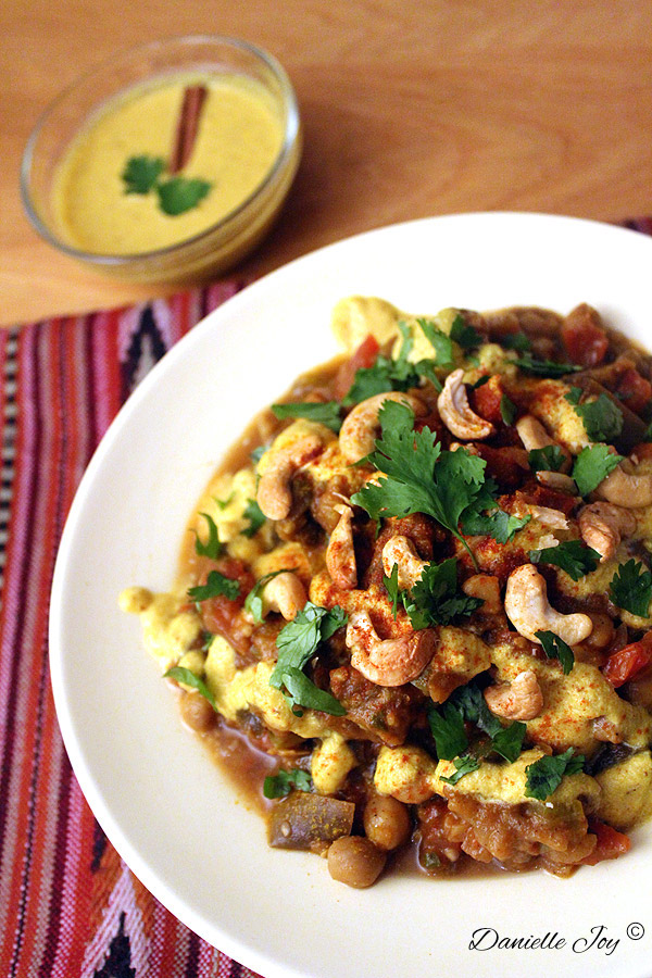 Iranian Eggplant and Chickpeas Stew with Coconut-Almond Sauce